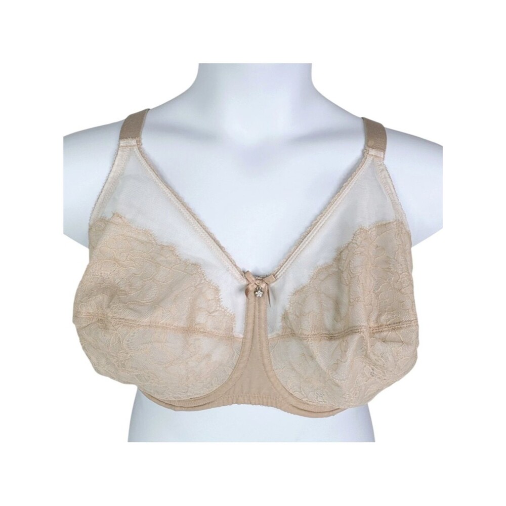 Wacoal Retro Chic Underwire Bra sz 42G * Full Figure White Beige Lace Sheer